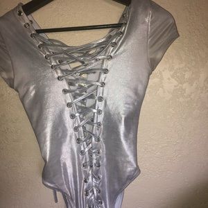 Holographic lace down (both sides) bodysuit